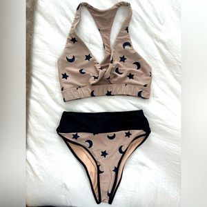 Beach Riot Moon & Stars sport/swim top & bikini bottoms